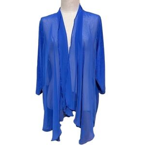 Travelers by Chicos Size 3 Blue Sheer Kimono Cardigan